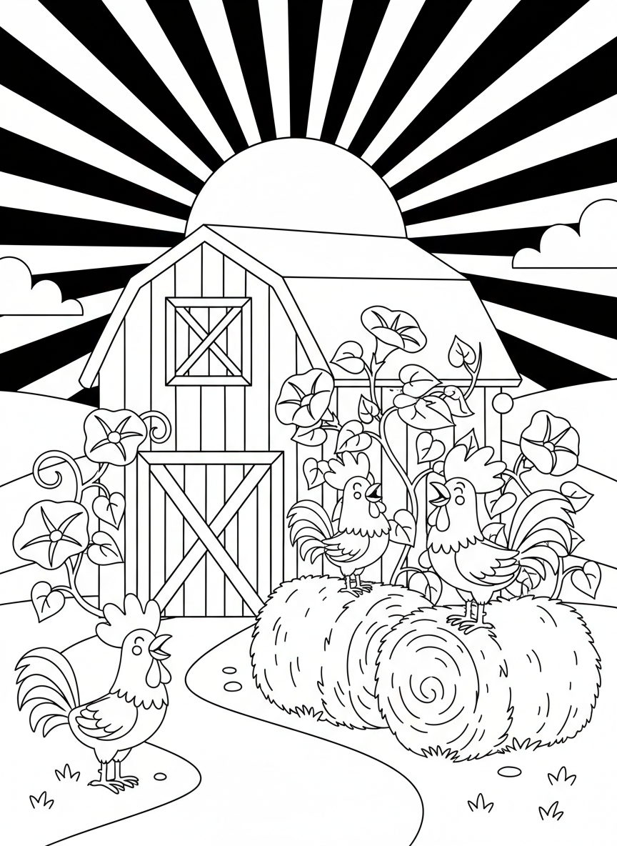 Placeholder illustration for The Barn at Sunset colouring sheet
