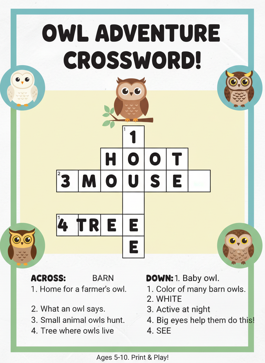Placeholder grid illustration for Owl Words Crossword
