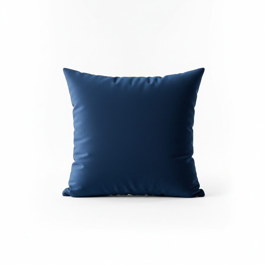 Midnight navy velvet square cushion styled as a simple hero accent in a boy's bedroom.